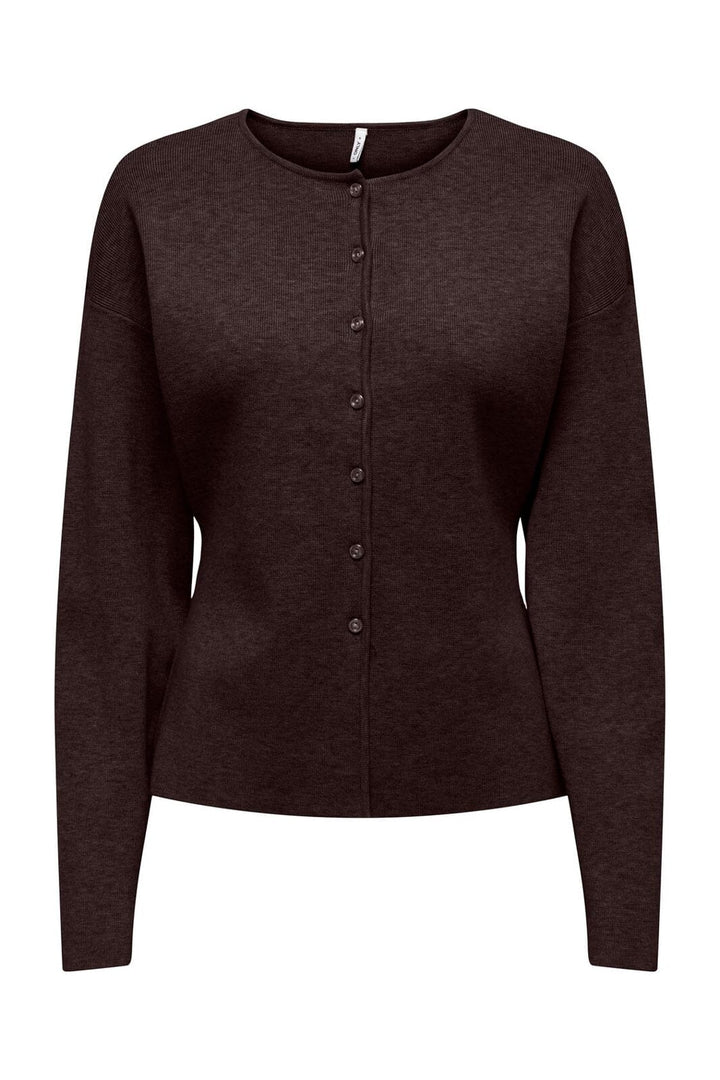 Only - Onllucy Ls O-Neck Cardigan Knt - 5081459 Chocolate Torte Dtm Buttons