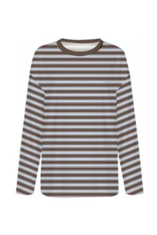 Only - Onlluna Happy L/S O-Neck Stripe Tee - 5195035 Skyway Vanilla Ice / Demitasse (Met)
