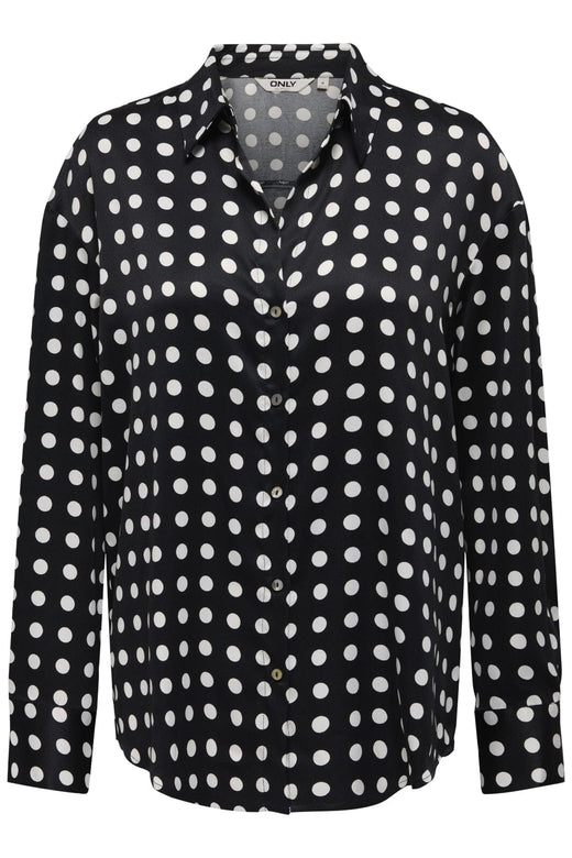 Only - Onllydia L/S Satin Shirt - 4990913 Black White Dots