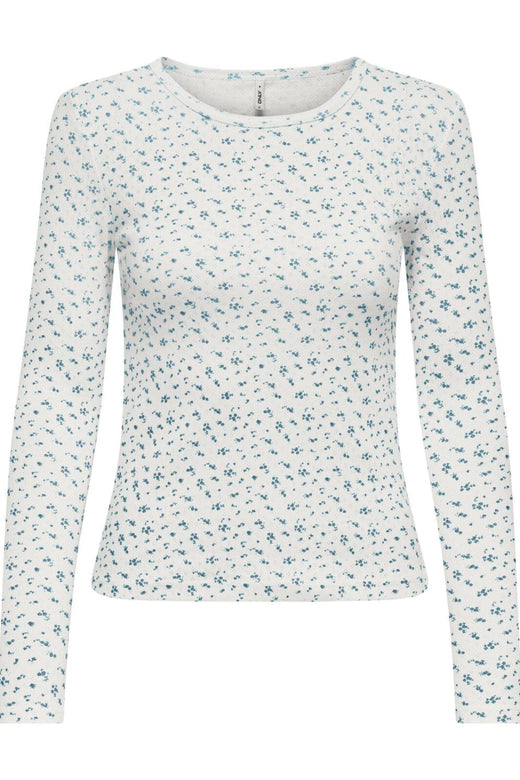 Only - Onlmadison L/S O-Neck Top - 4969688 Cloud Dancer Vivi Winter Sky Bluser 