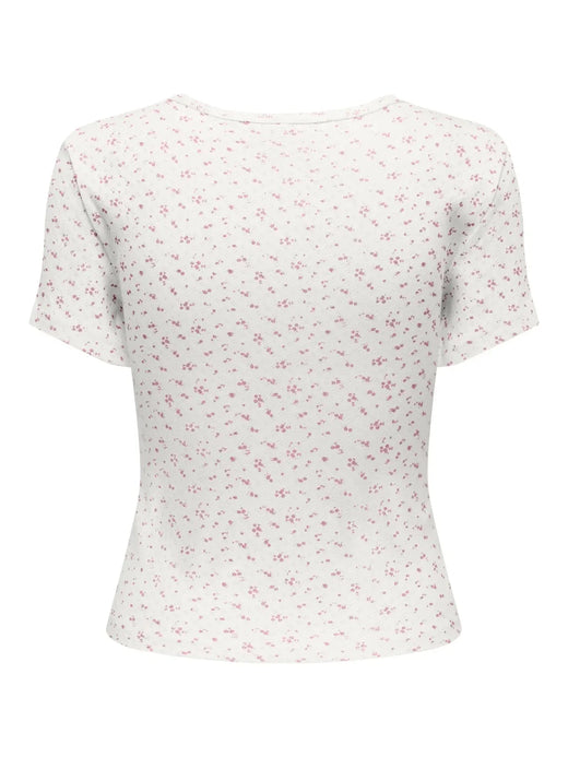 Only - Onlmadison S/S O-Neck Baby Tee - 4969624 Cloud Dancer Vivi Romance Rose Toppe 