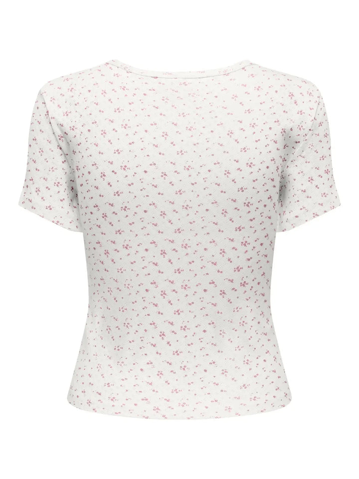 Only - Onlmadison S/S O-Neck Baby Tee - 4969624 Cloud Dancer Vivi Romance Rose Toppe 