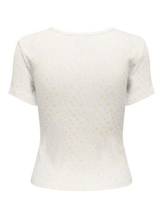 Only - Onlmadison S/S O-Neck Baby Tee - 5011786 Cloud Dancer Vivi Sunlight Toppe 