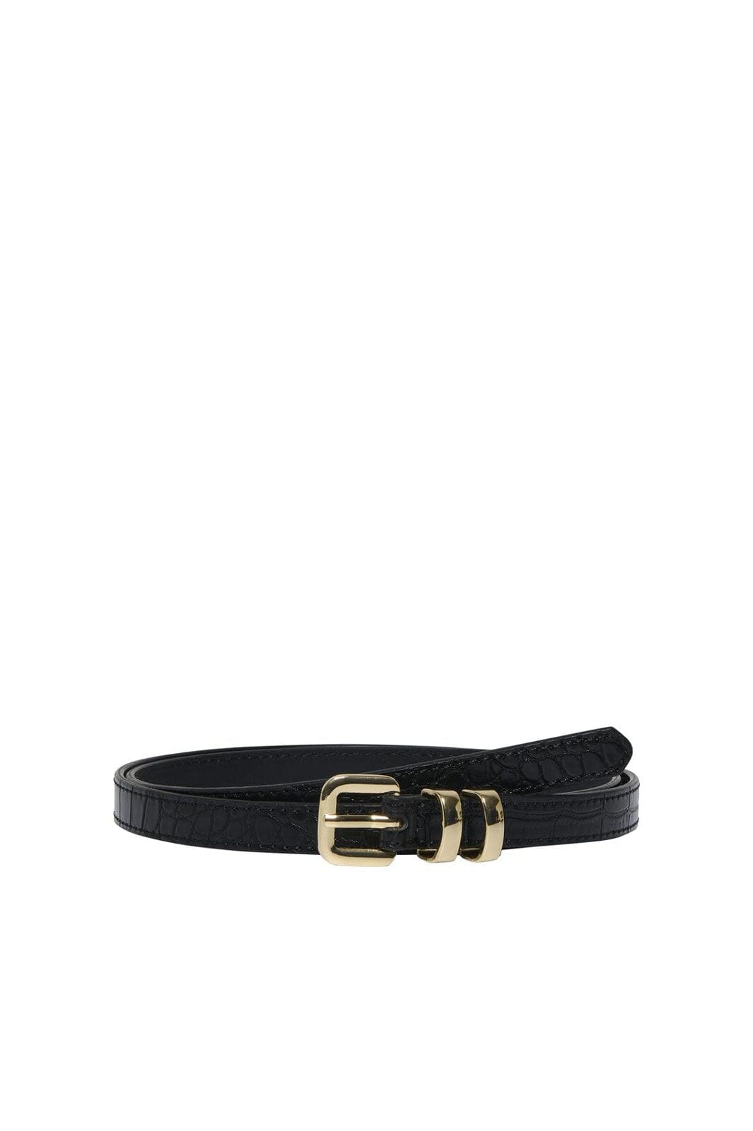 Only - Onlmaggie Pu Jeans Belt Acc - 4711025 Black Croco Structure/Gold Buckle