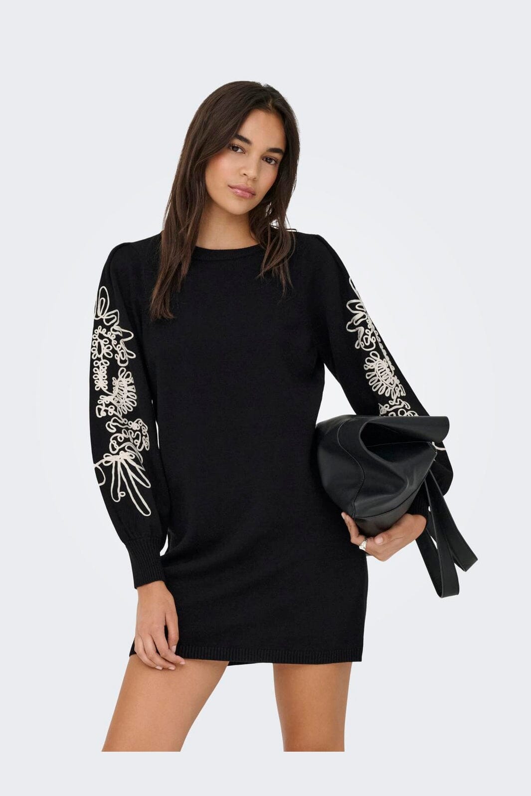 Only - Onlmagnolia Ls Detail Dress Knt - 4985695 Black Ecru