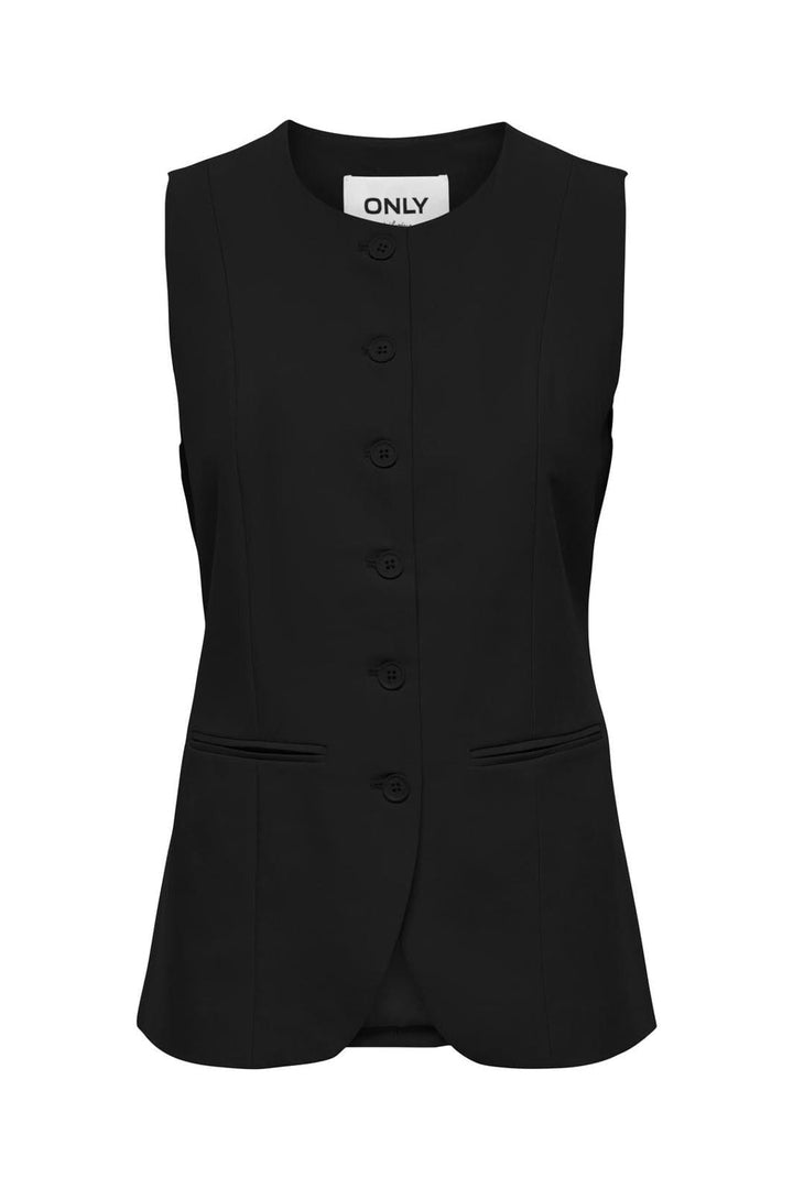 Only - Onlmalena Life S/L O-Neck Long Vest Tlr - 4762544 Black
