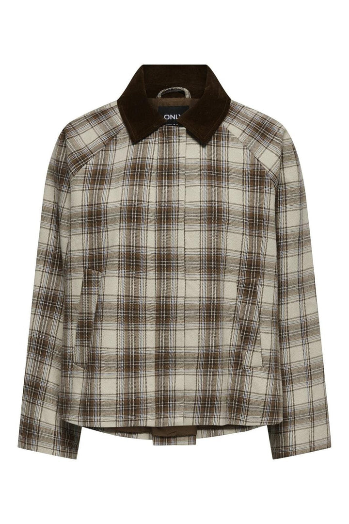 Only - Onlmanilla Check Jacket - 4971493 White Pepper Cocoa Creme & Faded Denim