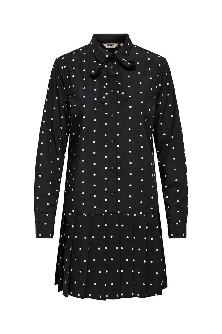 Only - Onlmargon L/S Shirt Tie Dress - 4979728 Black Dots