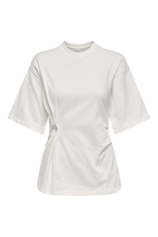 Only - Onlmarie Life 2/4 O-Neck Top Box - 4953287 Cloud Dancer Silver Button