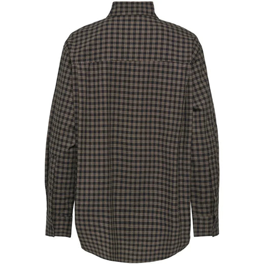 Only - Onlmaylin L/S Scarf Check Shirt - 5144286 Black Harvest Check Tørklæder 