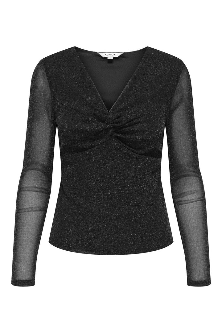 Only - Onlmella L/S Knot Glit Top - 4866231 Black