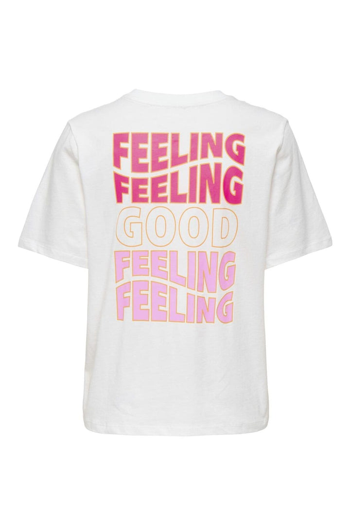 Only - Onlmils S/S Tee - 4832384 Cloud Dancer Feeling Good Pink