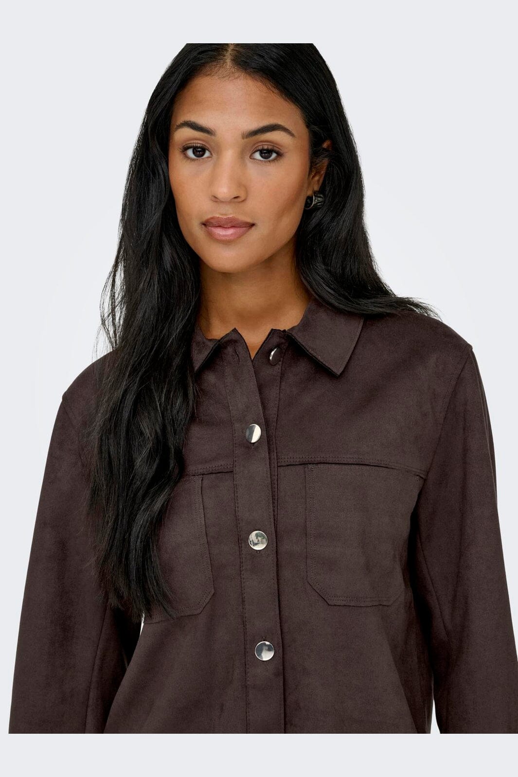 Only - Onlmira L/S Faux Suede Shirt - 4962108 Coffee Bean