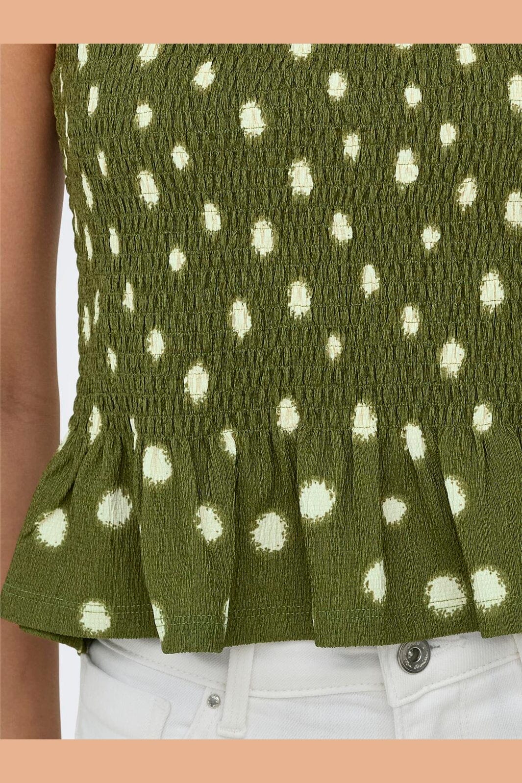Only - Onlmolly S/L Smock Top - 5110847 Capulet Olive White Dots