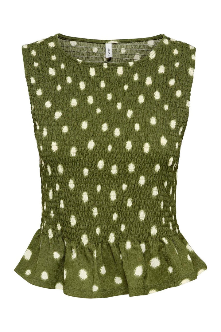 Only - Onlmolly S/L Smock Top - 5110847 Capulet Olive White Dots