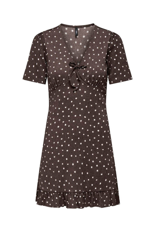 Only - Onlmolly S/S V-Neck Dress - 4989235 Shopping Bag Cloud Dancer Dots (Milly)
