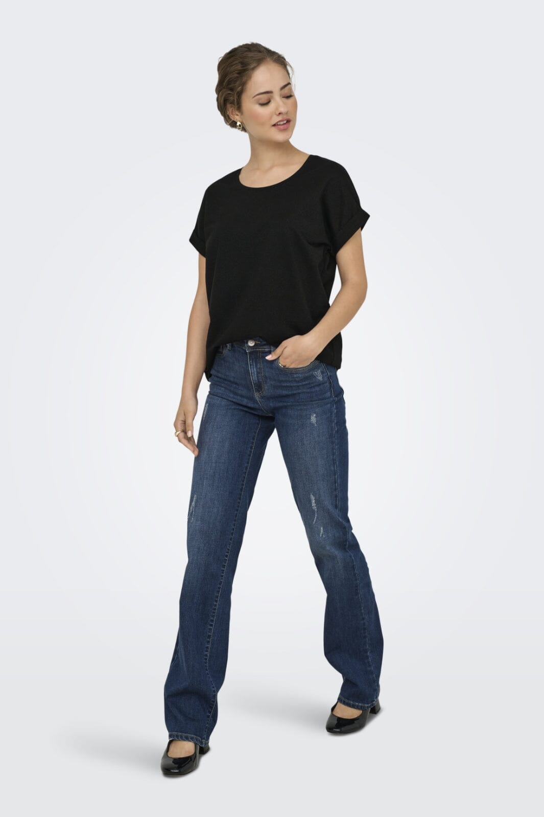 Only - Onlmoster Glitter S/S Top - 4847262 Black Black Lurex