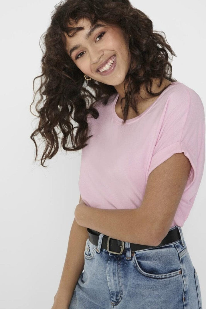 Only - Onlmoster S/S O-Neck Top - 3253396 Pink Lady