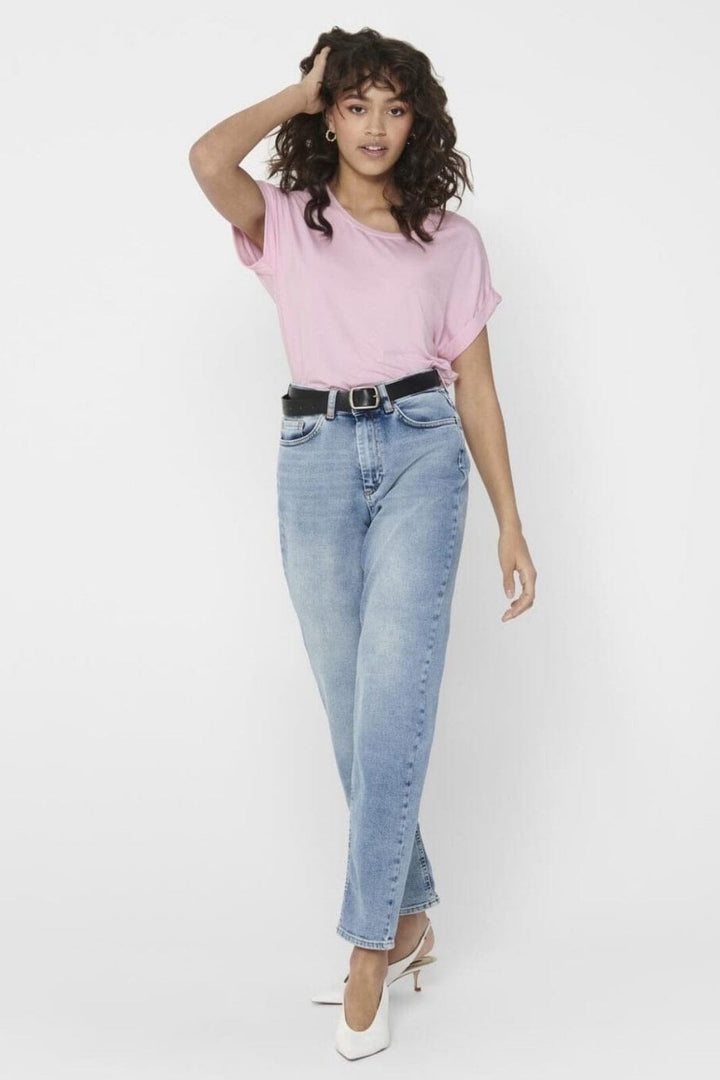 Only - Onlmoster S/S O-Neck Top - 3253396 Pink Lady