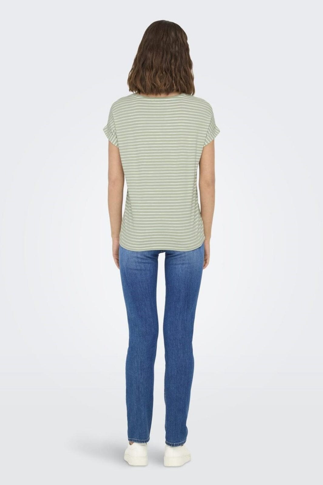 Only - Onlmoster Stripe S/S O-Neck Top - 4693929 Laurel Green Cloud Dancer