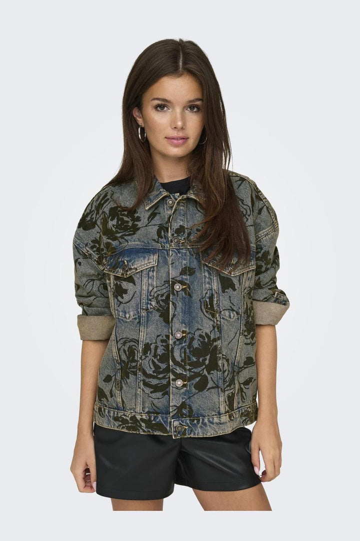 Only - Onlmott Ls Floral Jacket Red Dot - 4596242 Medium Blue Denim