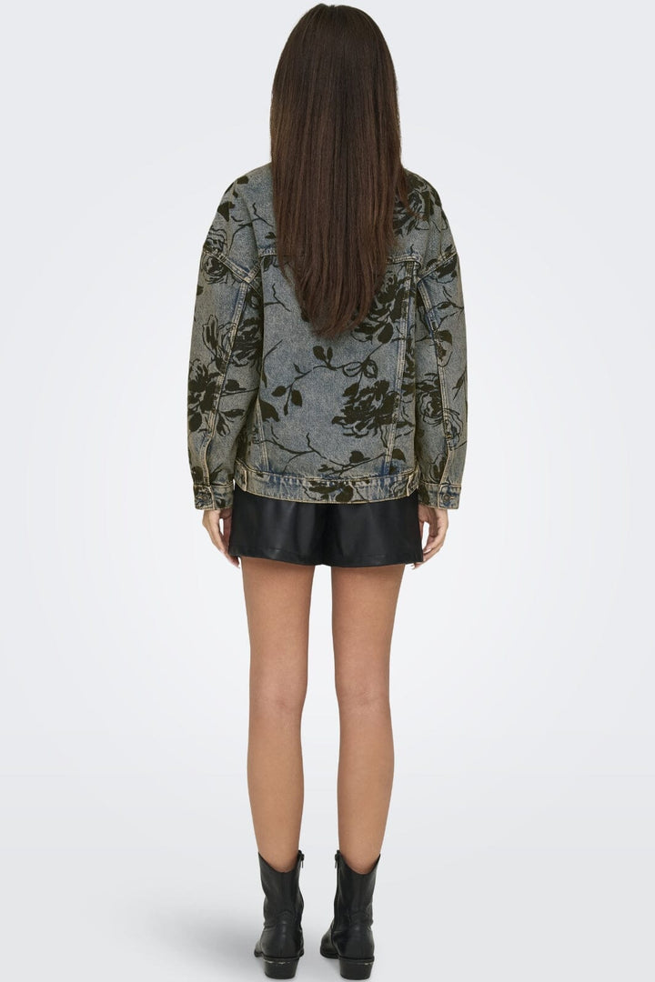 Only - Onlmott Ls Floral Jacket Red Dot - 4596242 Medium Blue Denim Jakker 