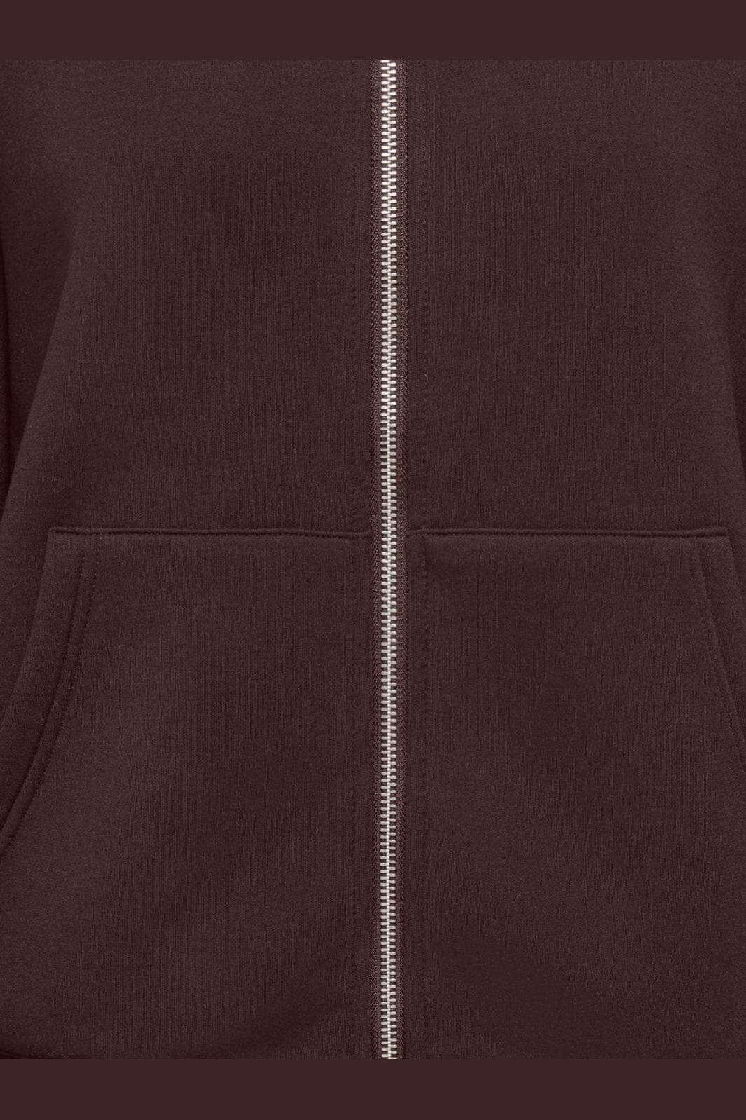 Only - Onlnaomi L/S Two-Way Zip Hoodie Swt - 5112667 Coffee Bean