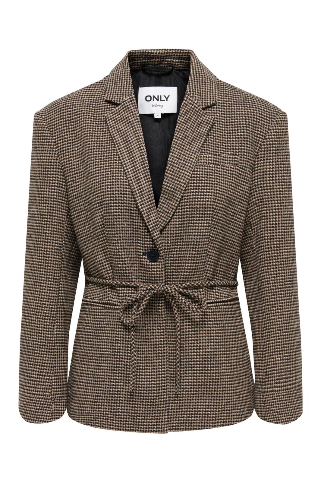 Only - Onlnella L/S Belt Check Blazer Cc Tlr - 5044953 Cornstalk Tobacco Brown/Black/Surf The Web