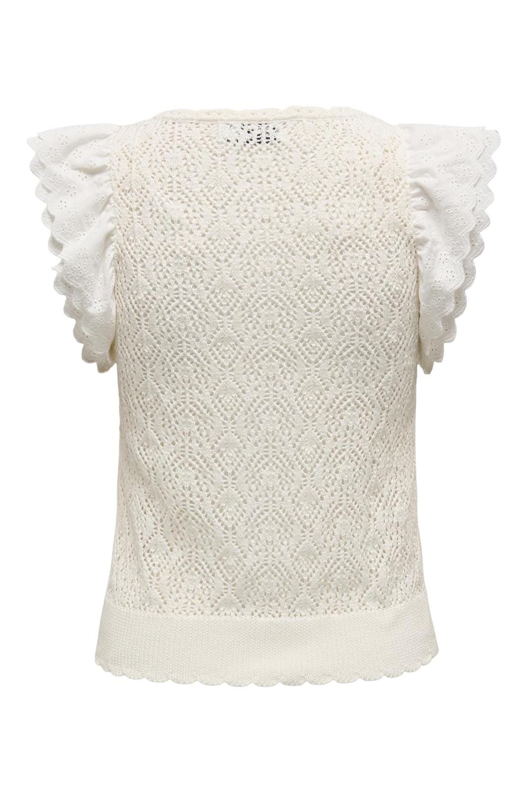 Only - Onlnettie Sl Mix U-Neck Cardigan Knt - 4489729 Cloud Dancer
