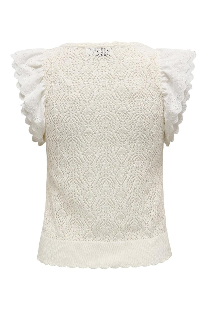 Only - Onlnettie Sl Mix U-Neck Cardigan Knt - 4489729 Cloud Dancer