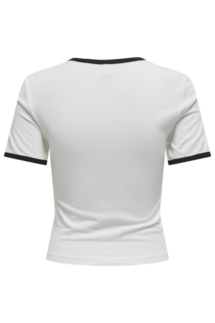 Only - Onlnina Life S/S Contrast Top Box - 4736434 Cloud Dancer Black+Print Marseille T-shirts 