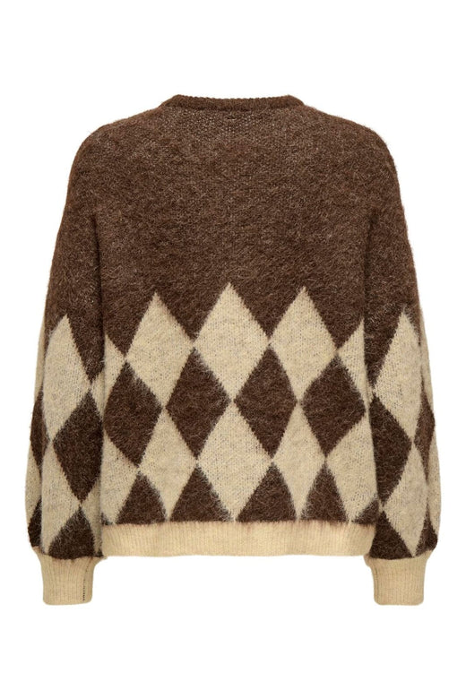 Only - Onlnoeme Life Ls Jq O-Neck Nca Knt - 4894898 Chestnut Biscotti/Melange/Harlekin