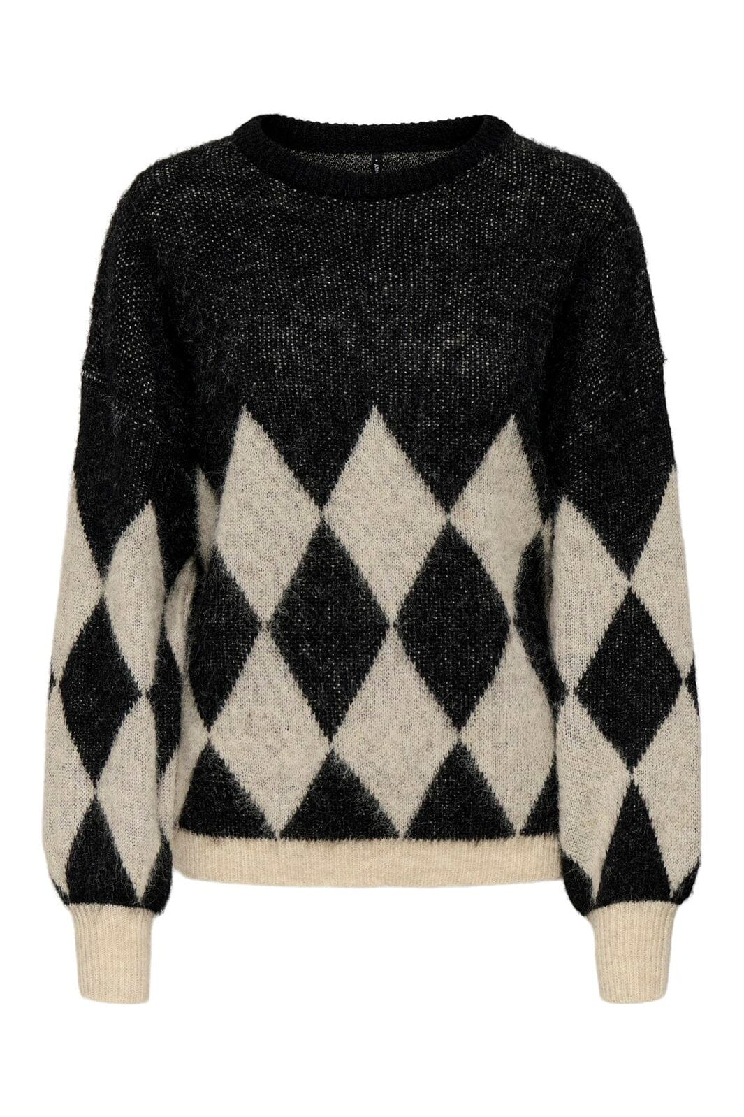 Only - Onlnoeme Life Ls Jq O-Neck Nca Knt - 4895268 Black Biscotti/Melange/Harlekin