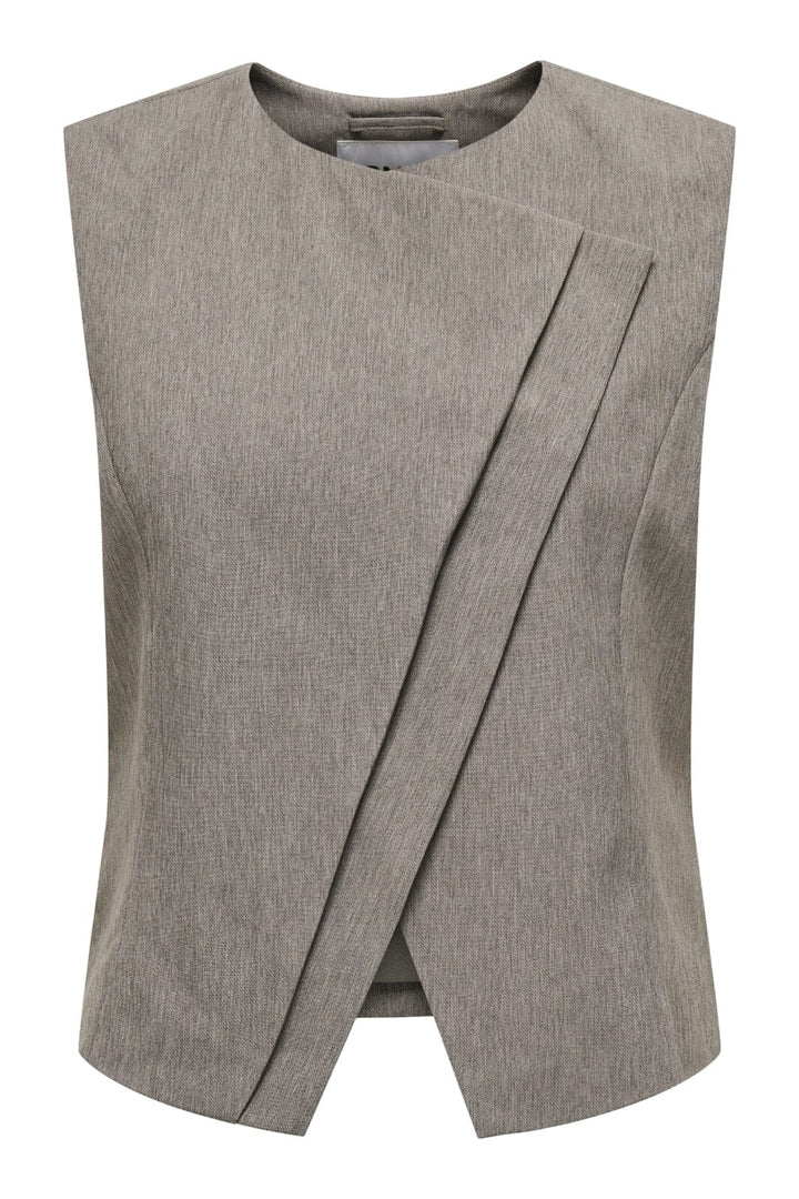 Only - Onlnovi S/L Mel Asym Waistcoat Tlr - 4591309 Walnut Melange