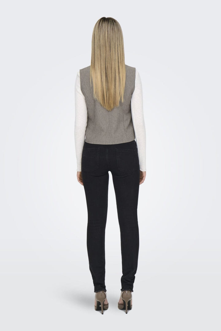 Only - Onlnovi S/L Mel Asym Waistcoat Tlr - 4591309 Walnut Melange