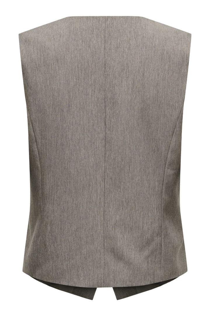 Only - Onlnovi S/L Mel Asym Waistcoat Tlr - 4591309 Walnut Melange