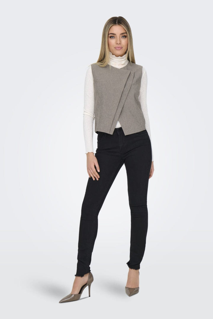 Only - Onlnovi S/L Mel Asym Waistcoat Tlr - 4591309 Walnut Melange