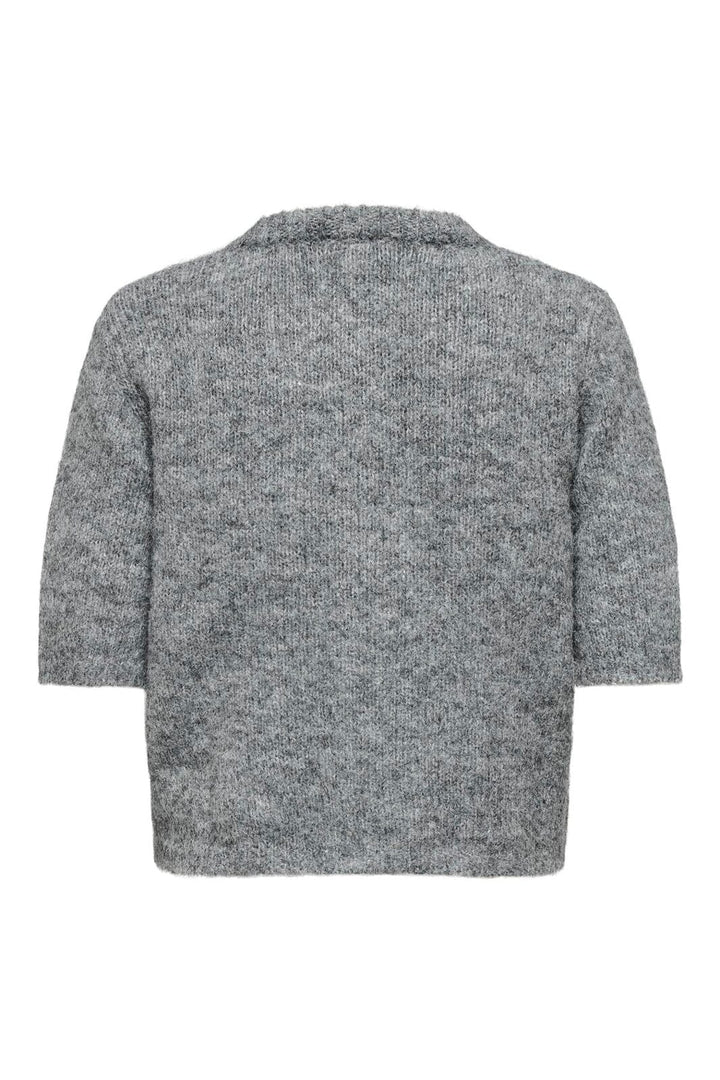 Only - Onlolivia Life Ss Bow Cardigan Knt - 4976297 Dark Grey Melange Black