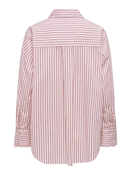 Only - Onloregon Alva Ls Reg Shirt - 5012928 Fuchsia Pink Bordeaux+White Skjorter 