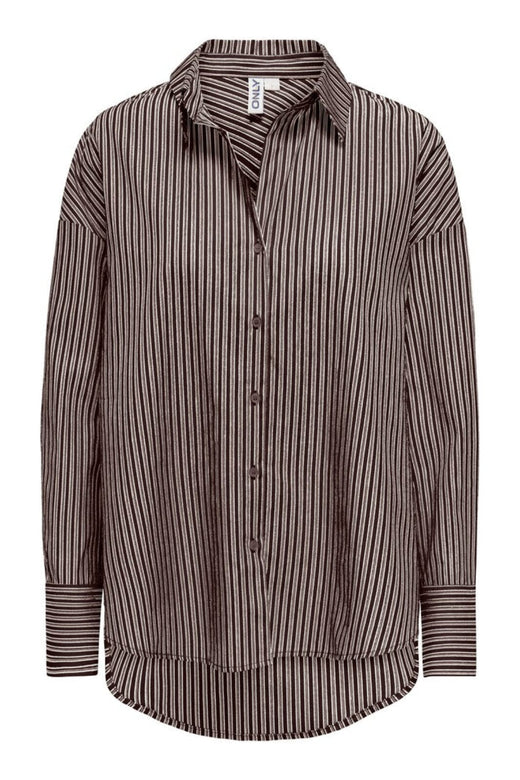 Only - Onloregon Assy L/S Shirt - 5137087 Coffee Bean Cloud Dancer+Taupe Gray Skjorter 