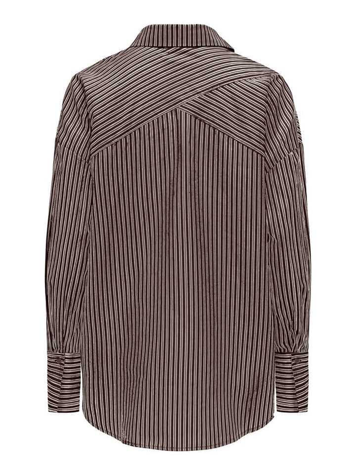 Only - Onloregon Assy L/S Shirt - 5137087 Coffee Bean Cloud Dancer+Taupe Gray Skjorter 