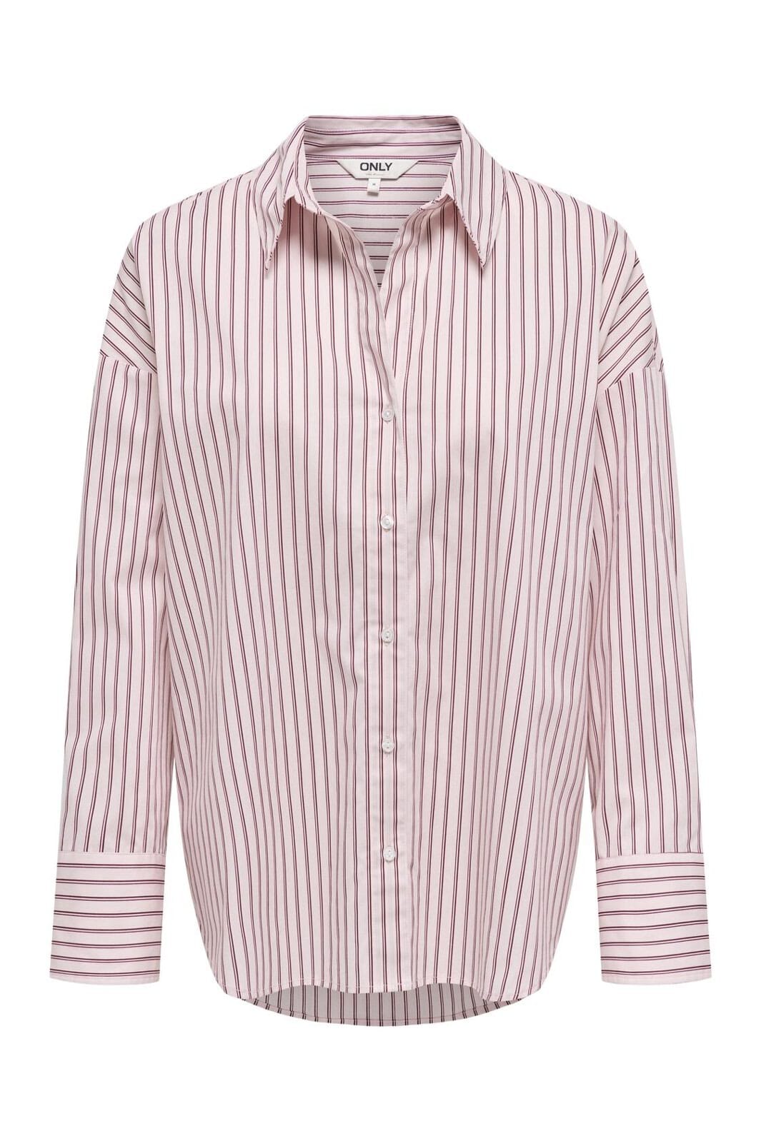 Only - Onloregon Nano Ls Shirt - 4880087 Fuchsia Pink Bordeaux + White