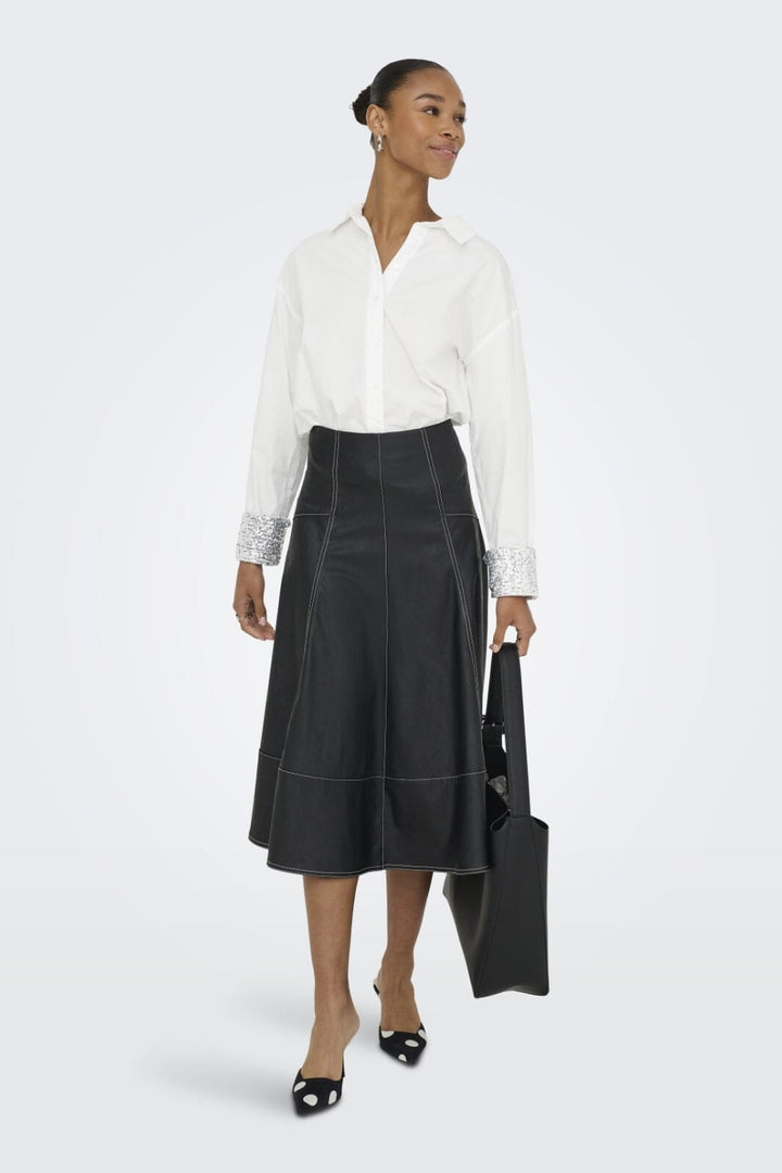 Only - Onlpanama Ls Sequines Mix Shirt - 4841579 Bright White Skjorter 
