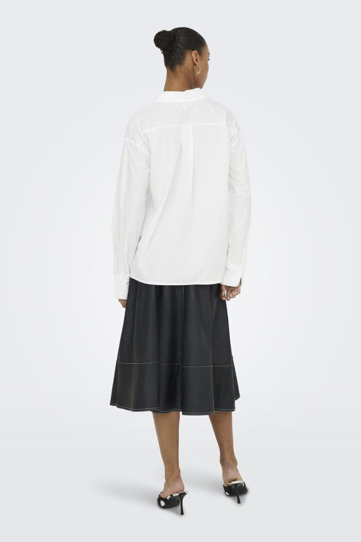 Only - Onlpanama Ls Sequines Mix Shirt - 4841579 Bright White Skjorter 