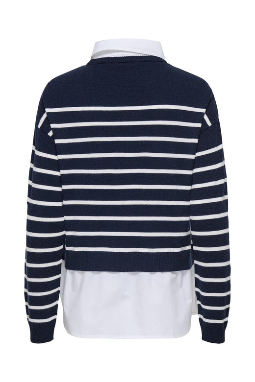 Only - Onlpayson Ls Mix Pullover Knt - 4894438 Night Sky Cloud Dancer/Cloud Dancer Woven