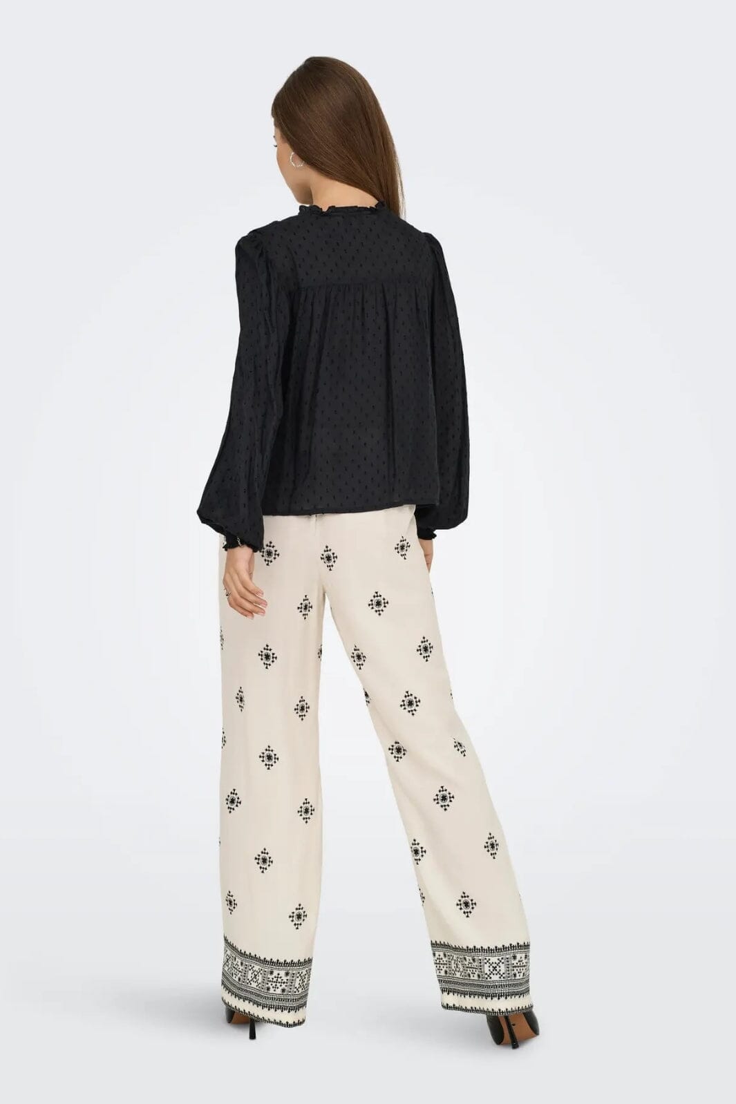 Only - Onlpelia Life Ls Dobby Top - 4861794 Black Toppe 