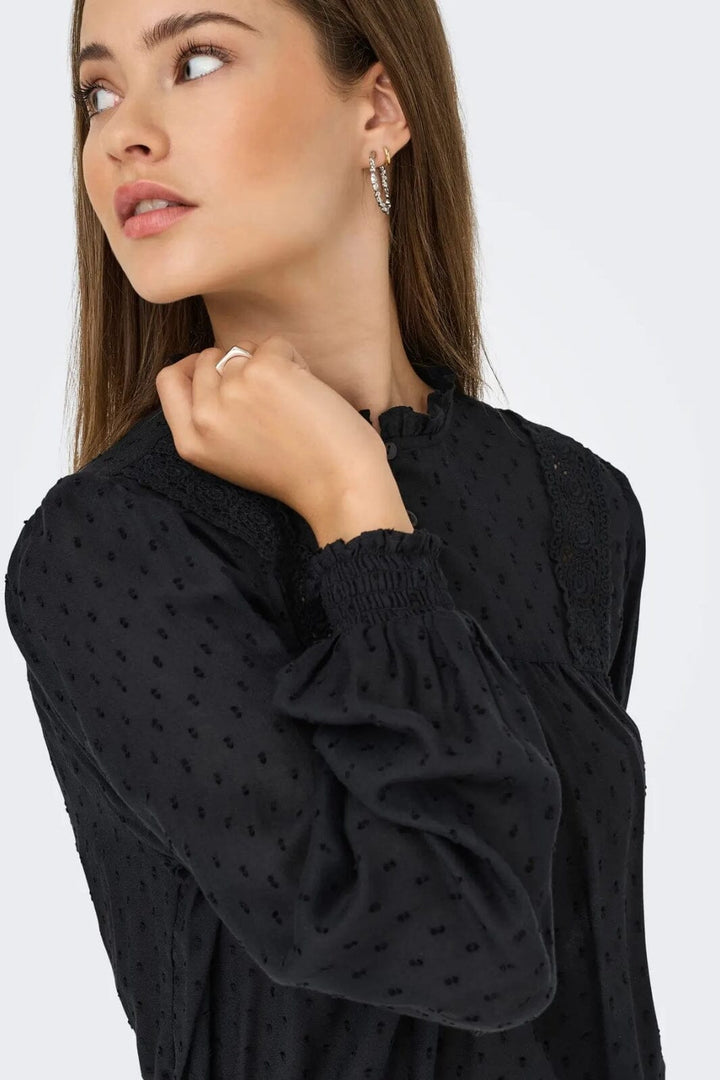 Only - Onlpelia Life Ls Dobby Top - 4861794 Black Toppe 