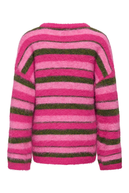 Only - Onlperil Life Ls O-Neck Knt - 5020826 Fuchsia Purple Fuchsia Pink/Olive Branch