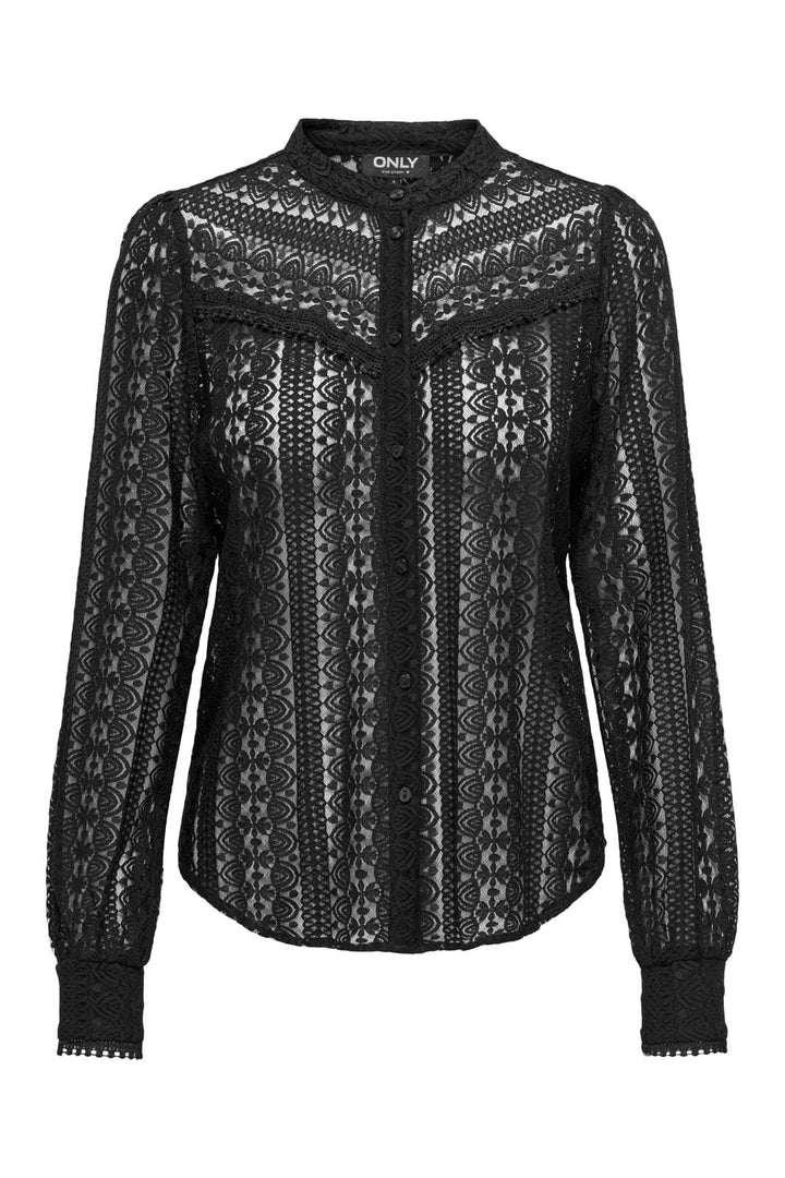 Only - Onlreba Lace L/S Shirt - 4107422 Black