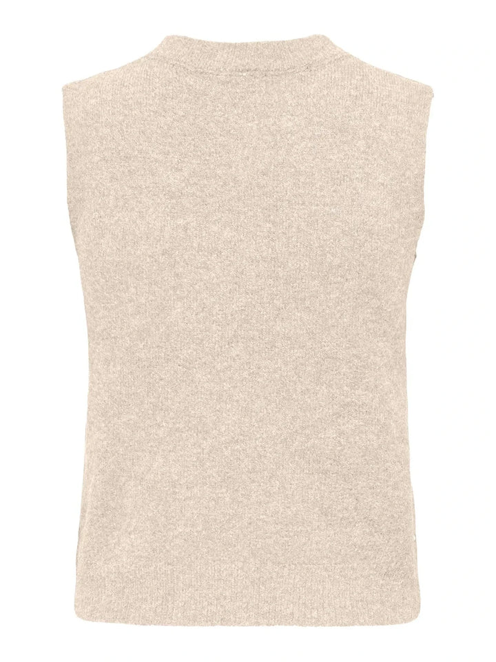 Only - Onlrenata Sl O-Neck Pearl Vest Knt - 4894522 Whitecap Gray White Pearls Strikbluser 